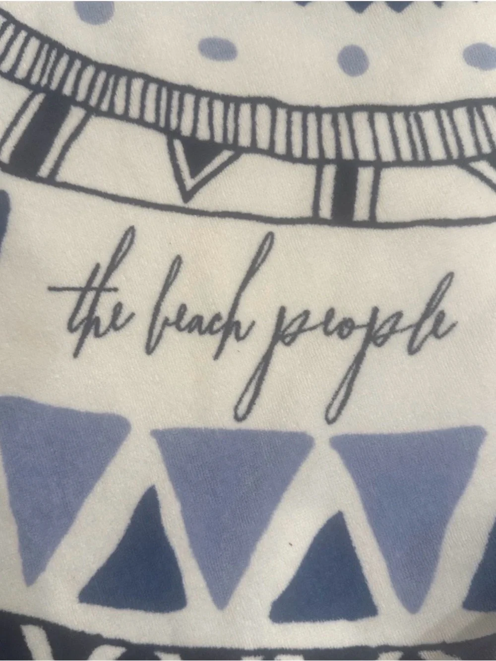 The Beach People Round Beach Towel Mandala Fringe Oversized Blue White Boho NEW